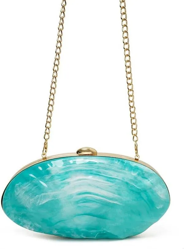 Acrylic Clutch Purse for Women Acrylic Evening Bag Unique Shell Handbag for Wedding Party Prom