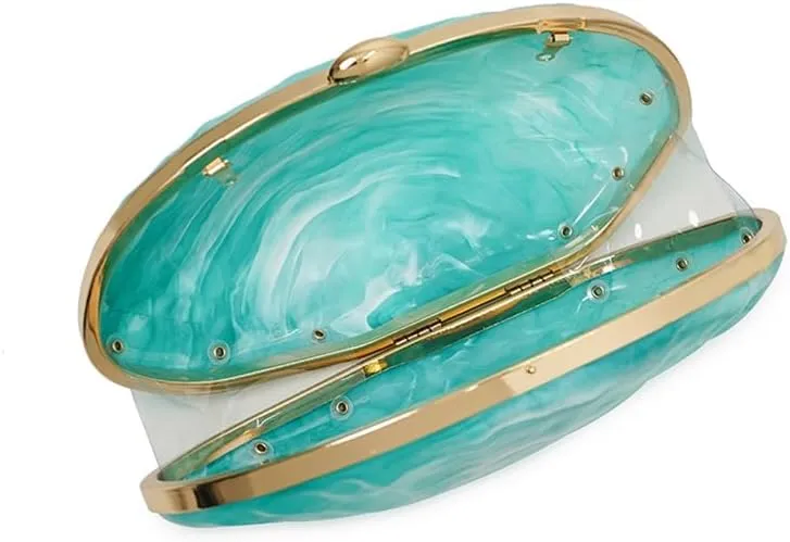 Acrylic Clutch Purse for Women Acrylic Evening Bag Unique Shell Handbag for Wedding Party Prom