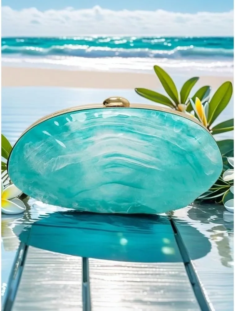 Acrylic Clutch Purse for Women Acrylic Evening Bag Unique Shell Handbag for Wedding Party Prom