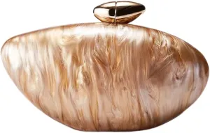 Acrylic Clutch Purse for Women Marble Evening Bag Unique Shell Shaped Handbag for Wedding Party Prom