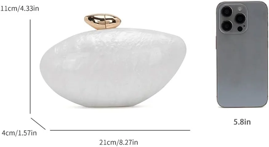 Acrylic Clutch Purse for Women Marble Evening Bag Unique Shell Shaped Handbag for Wedding Party Prom