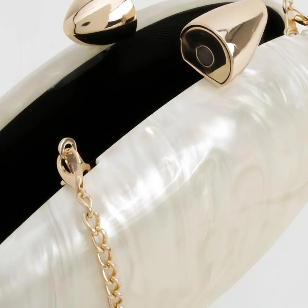 Acrylic Clutch Purse for Women Marble Evening Bag Unique Shell Shaped Handbag for Wedding Party Prom