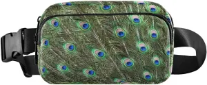 ALAZA Colorful and Artistic Peacock Feathers Belt Bag Waist Pack Pouch Crossbody Bag with Adjustable Strap for Men Women College Hiking Running Workout Travel