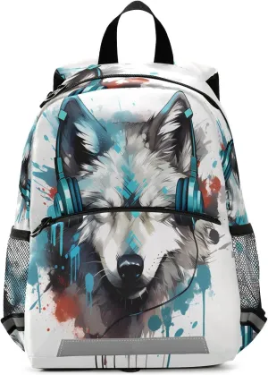 ALAZA Watercolor Artistic Wolf Animal Toddler Backpack for Boys Girls Preschool Bag