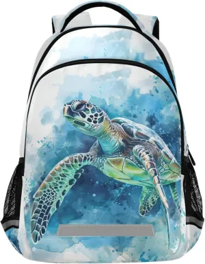 ALAZA Watercolor Sea Turtle Backpack Purse for Women Men Personalized Laptop Notebook Tablet School Bag Stylish Casual Daypack, 13 14 15.6 inch