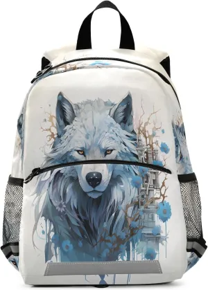 ALAZA Wolf Animal Watercolor Artistic Toddler Backpack for Boys Girls Preschool Bag