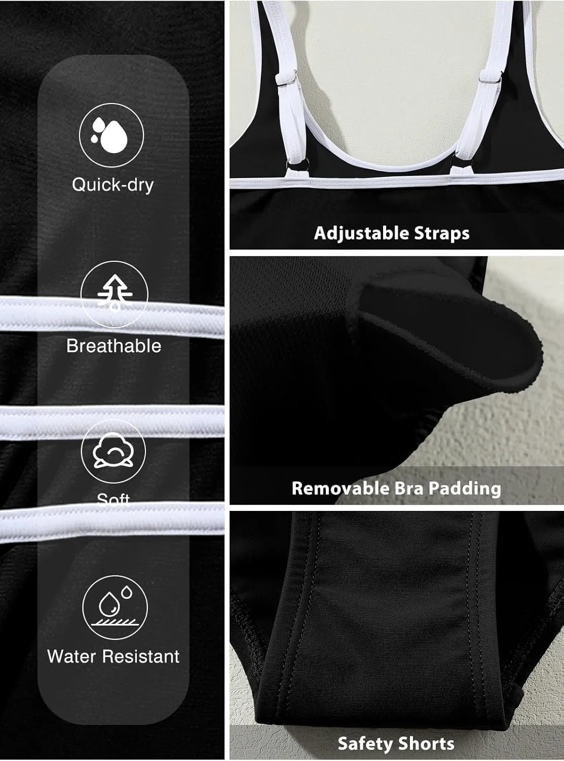 Aleumdr Women's Color Block One Piece Athletic Swimsuit Sports Tummy Control Cheeky High Cut Bathing Suits