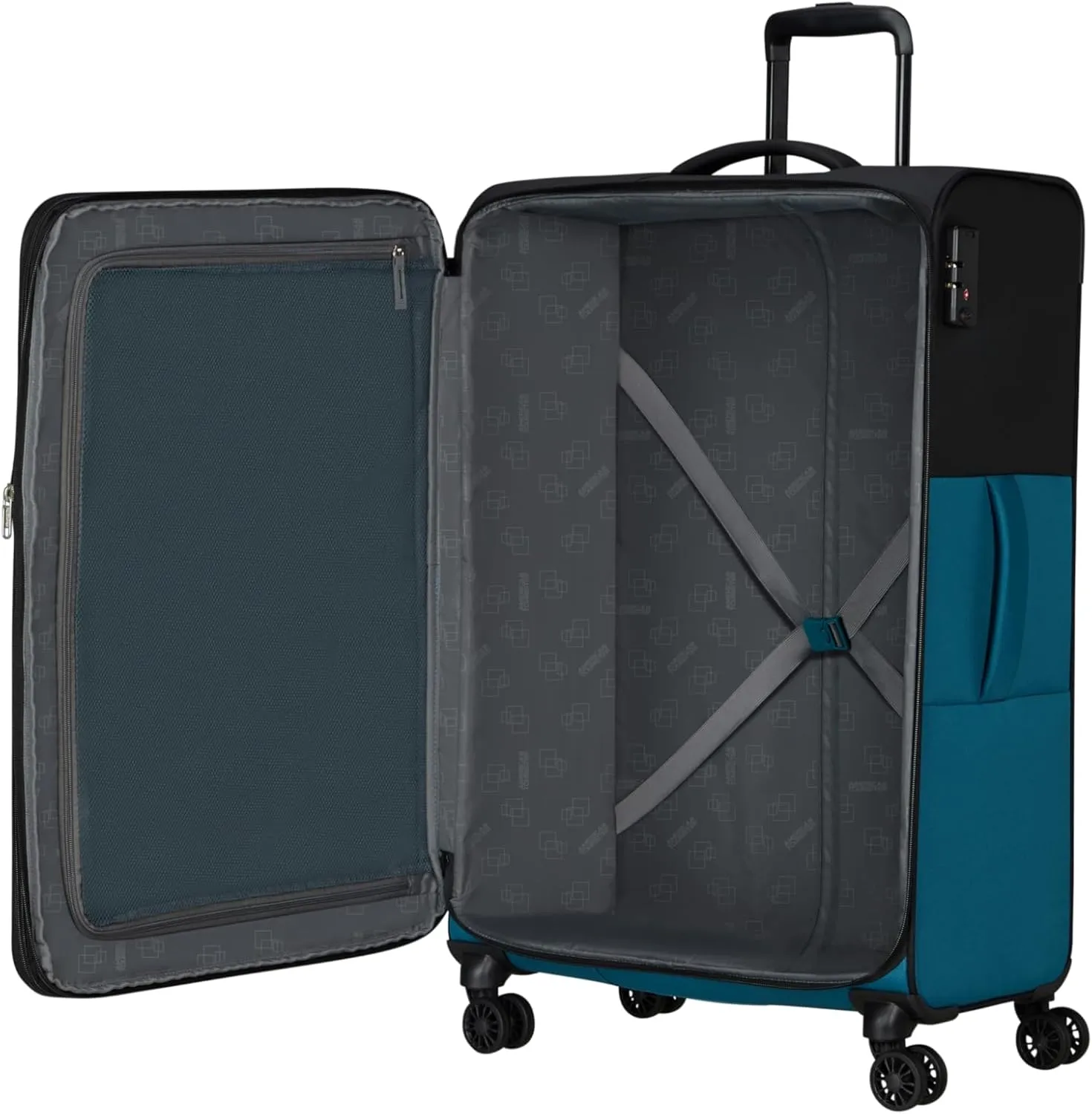 American Tourister Daring Dash Spinner L, Expandable Case, 77 cm, 107/117 L, Black/Blue, Black/Blue, Spinner L (77 cm - 107/117L), Suitcases & Trolleys, Black/Blue, Spinner L (77 cm - 107/117L),