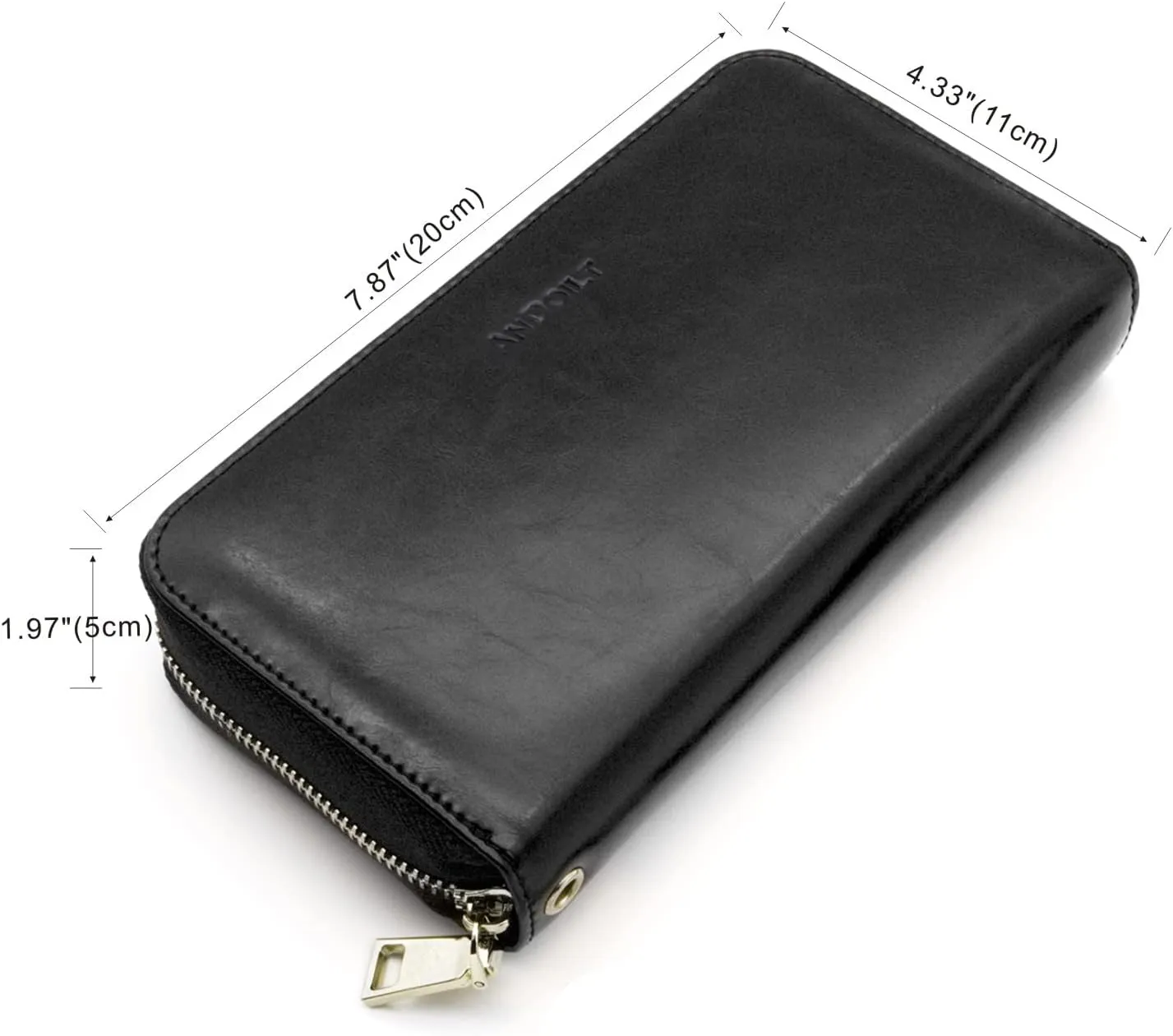 ANDOILT Genuine Leather Wallet for Women Men RFID Blocking Credit Card Holder Zipper Purse Cell Phone Handbag