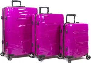 Artistic Accomplishment Hardside 3-Piece Expandable Spinner Luggage Set - Cranberry, 20" X 13.50" X 8.50", 7 Lb - Abs, Expandable, TSA Lock, 8-Wheel Spinner