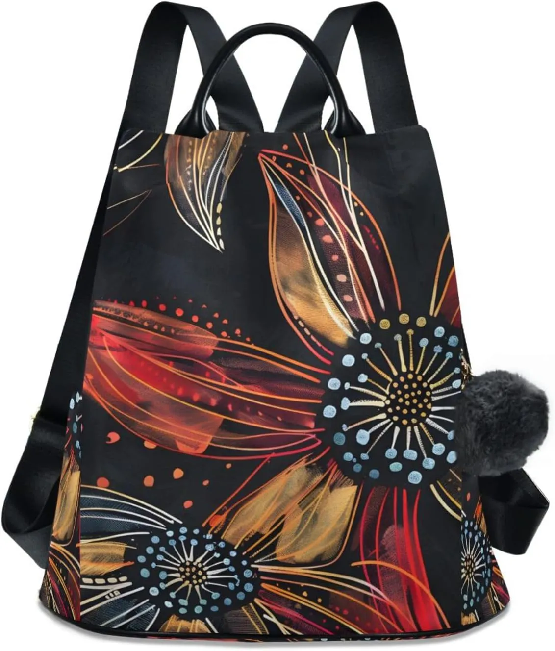 Artistic Flowers Backpack for Women Anti Theft Large Fashion Travel Shoulder Bag Purse Rucksack Lightweight