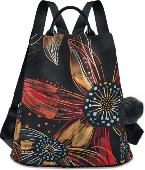 Artistic Flowers Backpack for Women Anti Theft Large Fashion Travel Shoulder Bag Purse Rucksack Lightweight