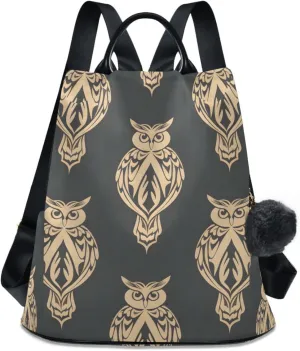 Artistic Owl Silhouettes Pattern Backpack for Women Anti Theft Large Fashion Travel Shoulder Bag Purse Rucksack Lightweight