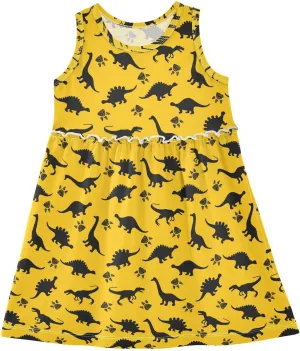 Aslsiy Toddler Girls Sleeveless Dress Girl Summer Dress Cotton Casual Beach Sundress 2-8T