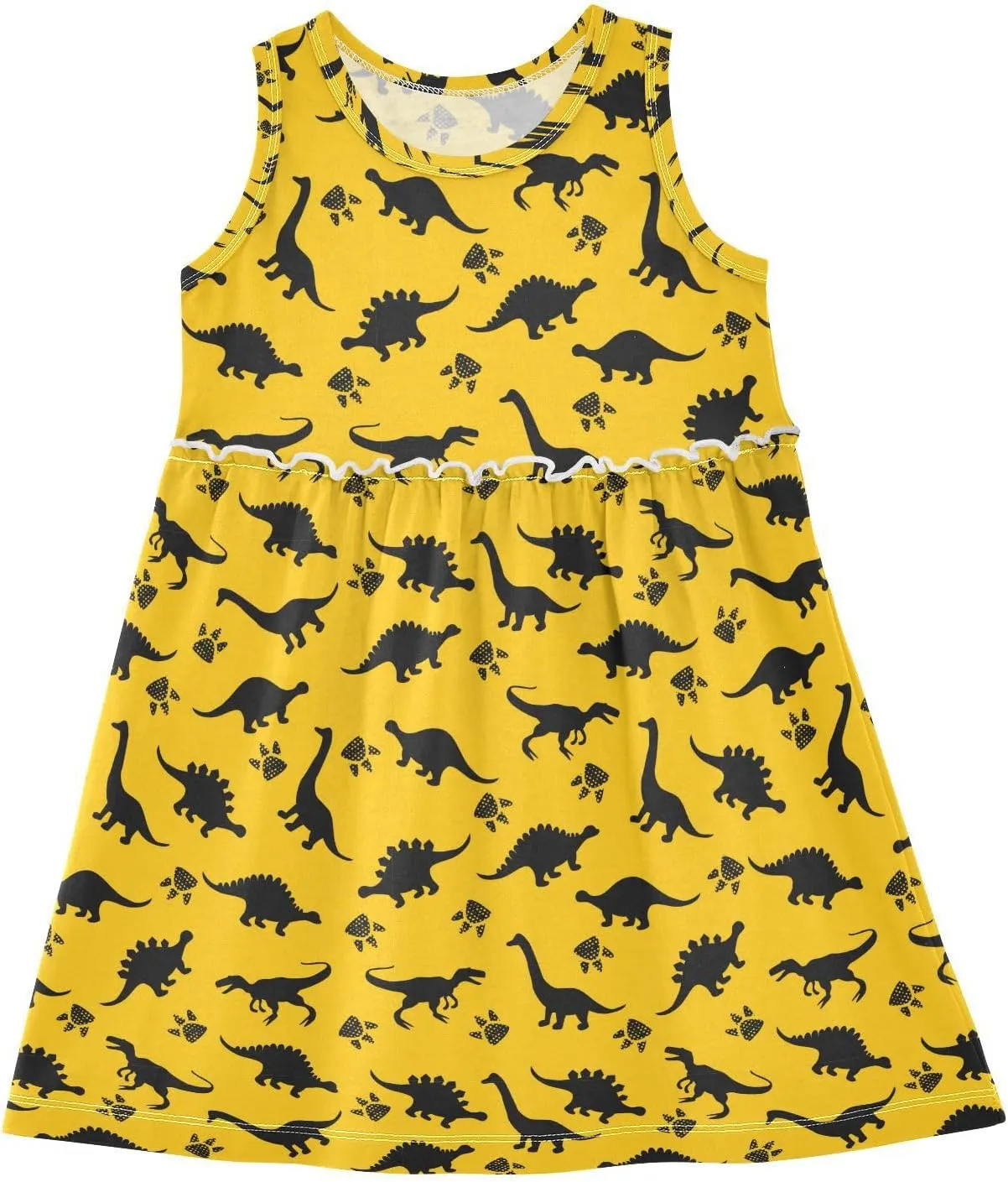 Aslsiy Toddler Girls Sleeveless Dress Girl Summer Dress Cotton Casual Beach Sundress 2-8T