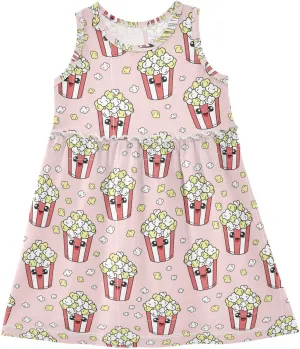 Aslsiy Toddler Girls Sleeveless Dress Girl Summer Dress Cotton Casual Beach Sundress 2-8T