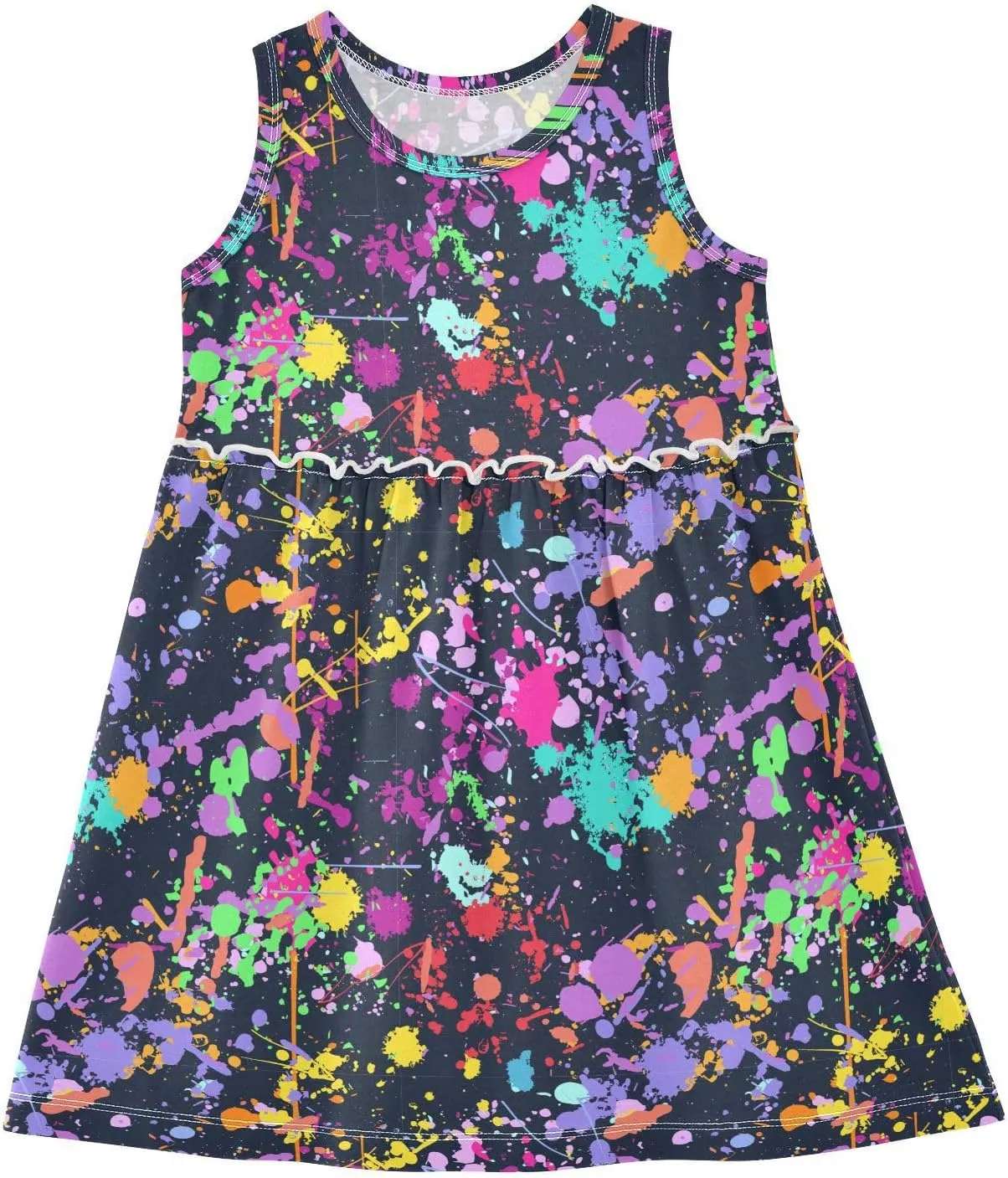 Aslsiy Toddler Summer Sleeveless Dress Girls Dress Cottom Casual Beach Sundress 2-8T