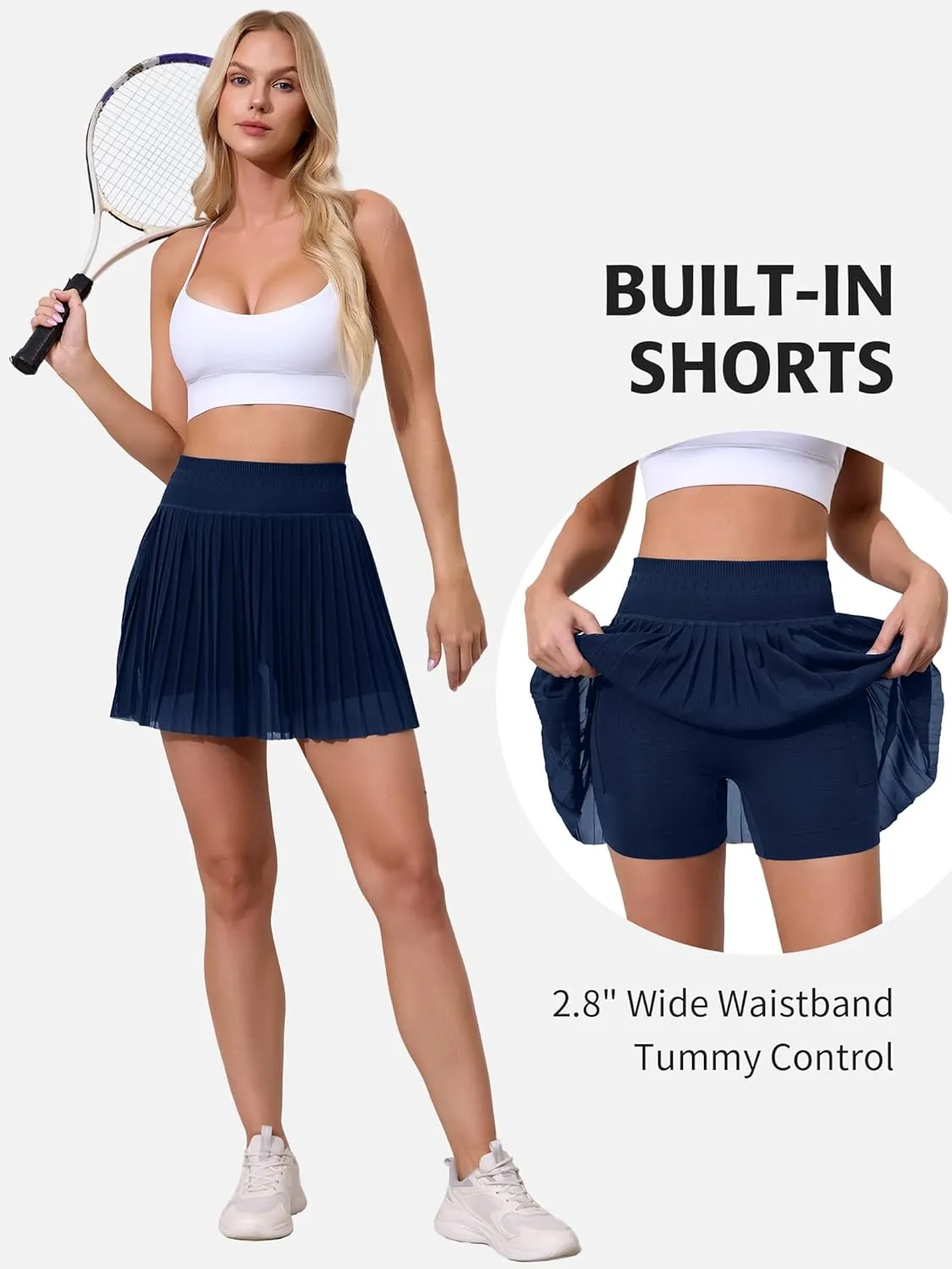 ATTRACO Pleated Tennis Skirts for Women with Shorts High Waisted Golf Athletic Skorts Lightweight Workout Skirts
