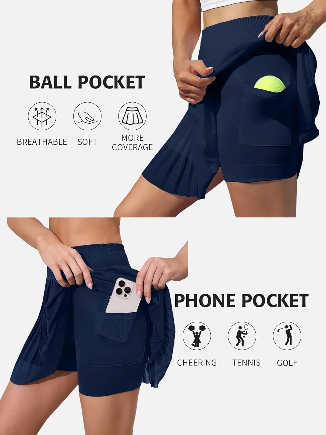 ATTRACO Pleated Tennis Skirts for Women with Shorts High Waisted Golf Athletic Skorts Lightweight Workout Skirts