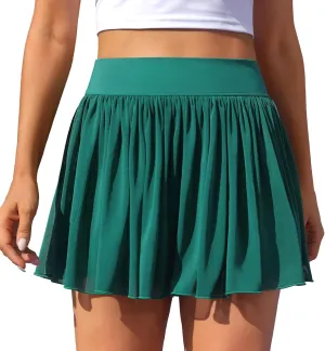 ATTRACO Womens Mesh Tennis Skirts High Waisted Golf Skort Flowy Pickleball Skort with Shorts