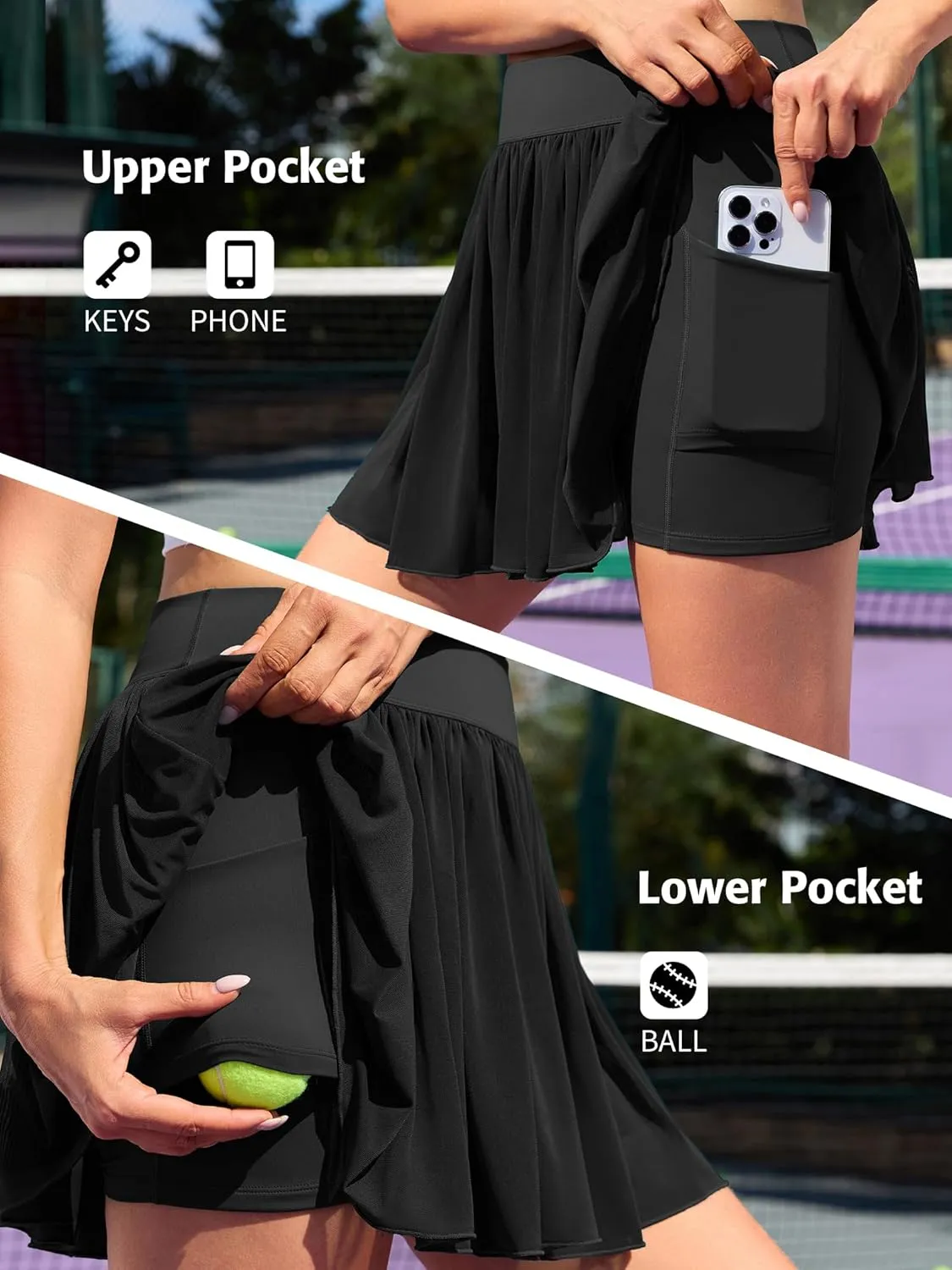 ATTRACO Womens Mesh Tennis Skirts High Waisted Golf Skort Flowy Pickleball Skort with Shorts