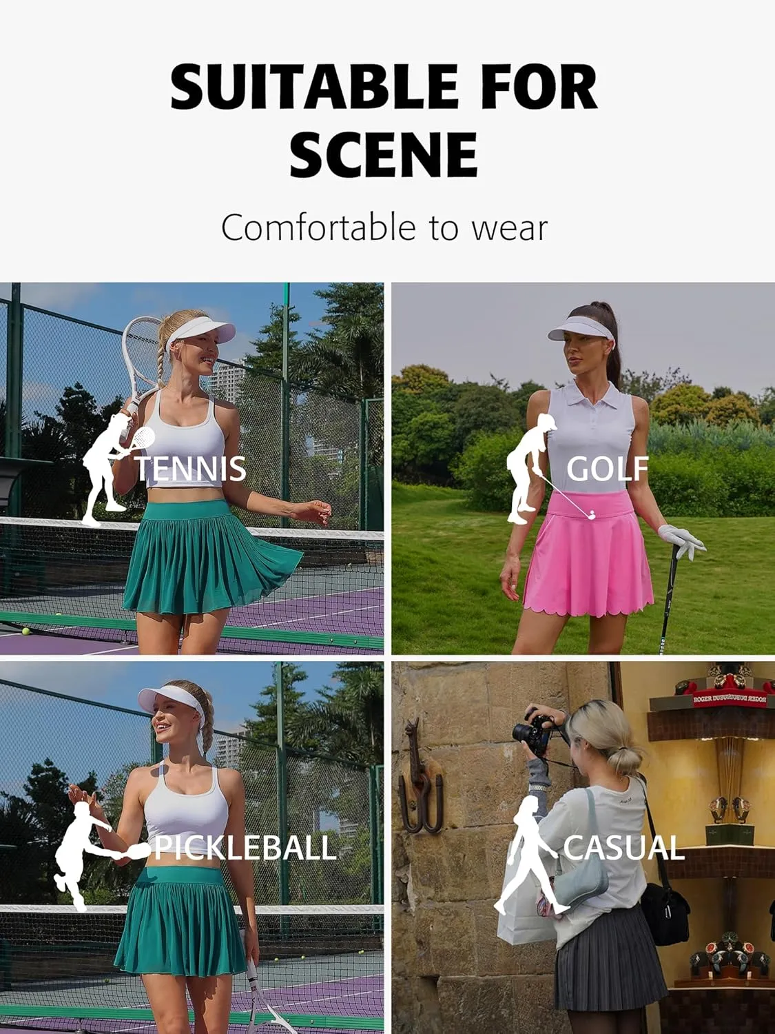 ATTRACO Womens Mesh Tennis Skirts High Waisted Golf Skort Flowy Pickleball Skort with Shorts