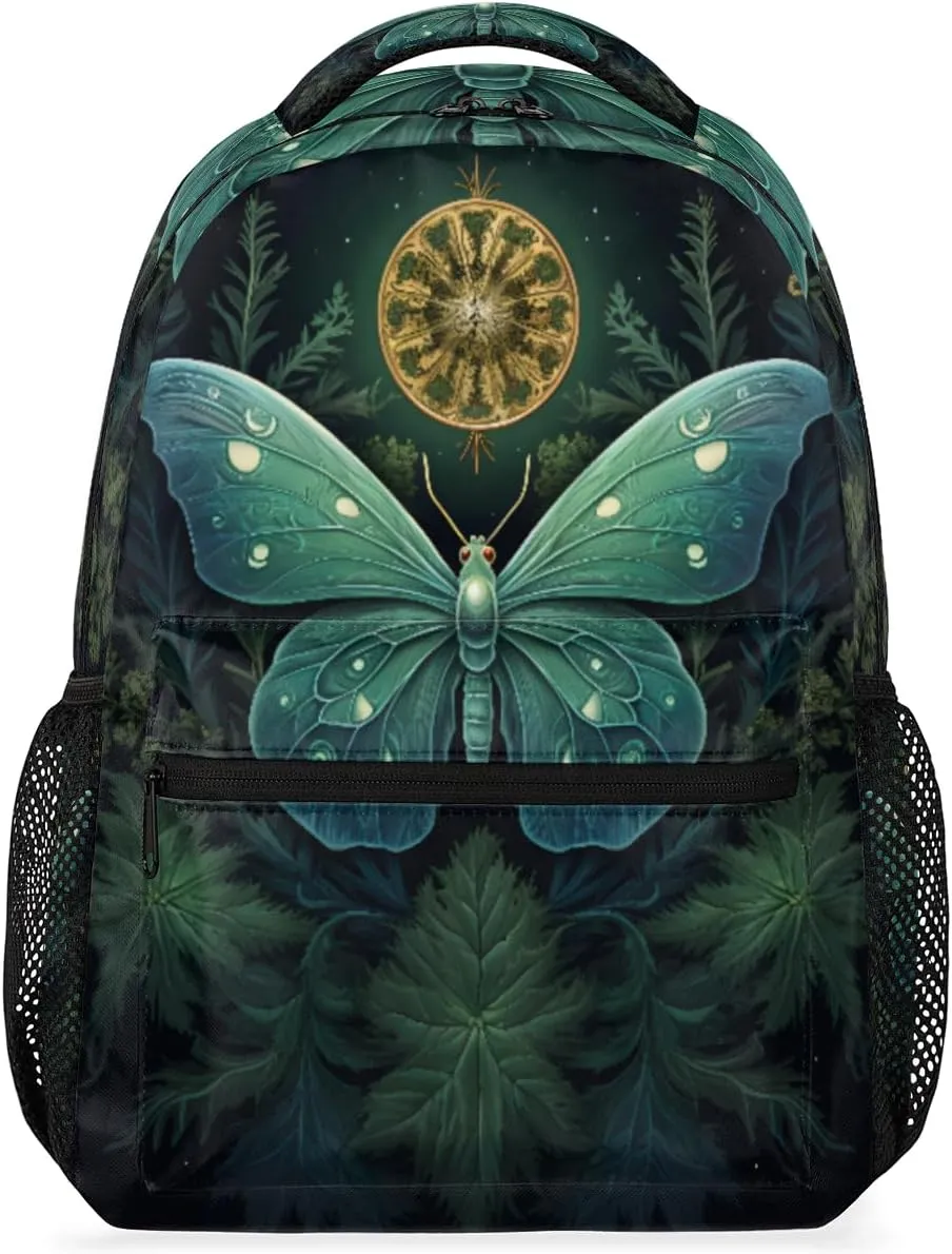 Backpack Artistic Green Butterfly Plants Travel School Backpacks Casual Hiking College Daypack Sports Laptop Backpack for Women Men Girls Boys