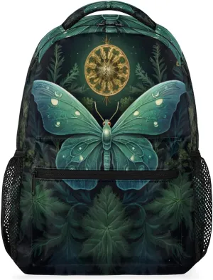 Backpack Artistic Green Butterfly Plants Travel School Backpacks Casual Hiking College Daypack Sports Laptop Backpack for Women Men Girls Boys