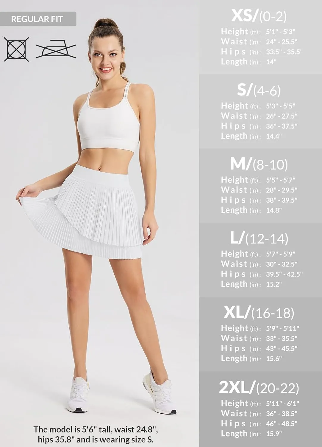 baleaf Womens Pleated Tennis Skirt Double Layered Flowy Golf Skorts High Waisted with Shorts Pockets Athletic Running