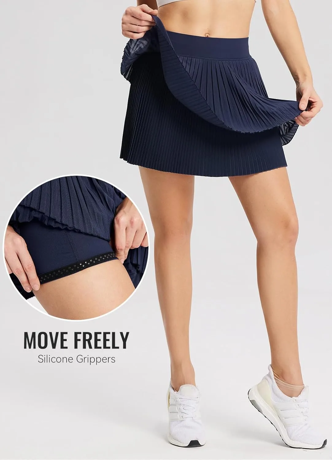 baleaf Womens Pleated Tennis Skirt Double Layered Flowy Golf Skorts High Waisted with Shorts Pockets Athletic Running