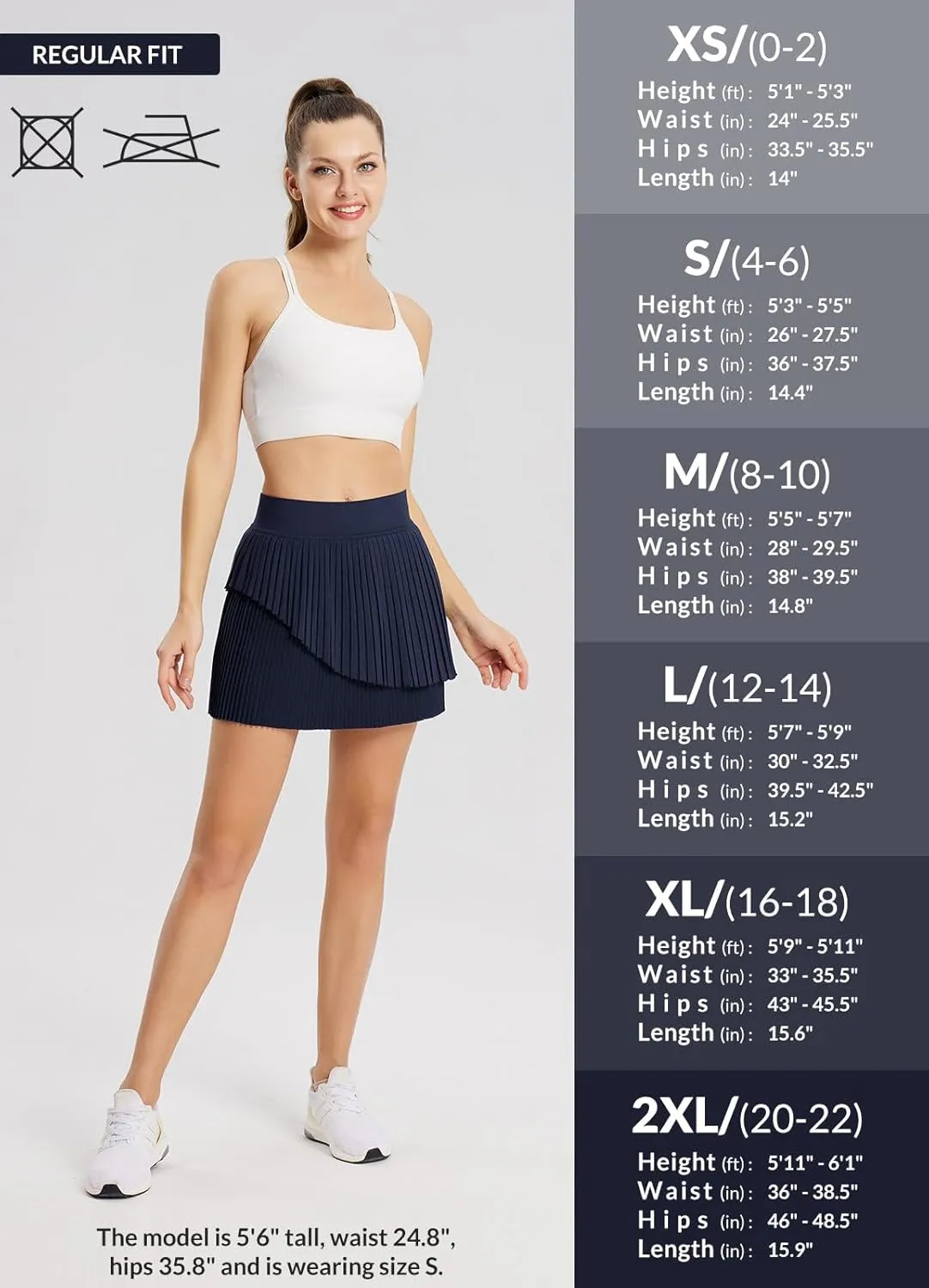 baleaf Womens Pleated Tennis Skirt Double Layered Flowy Golf Skorts High Waisted with Shorts Pockets Athletic Running