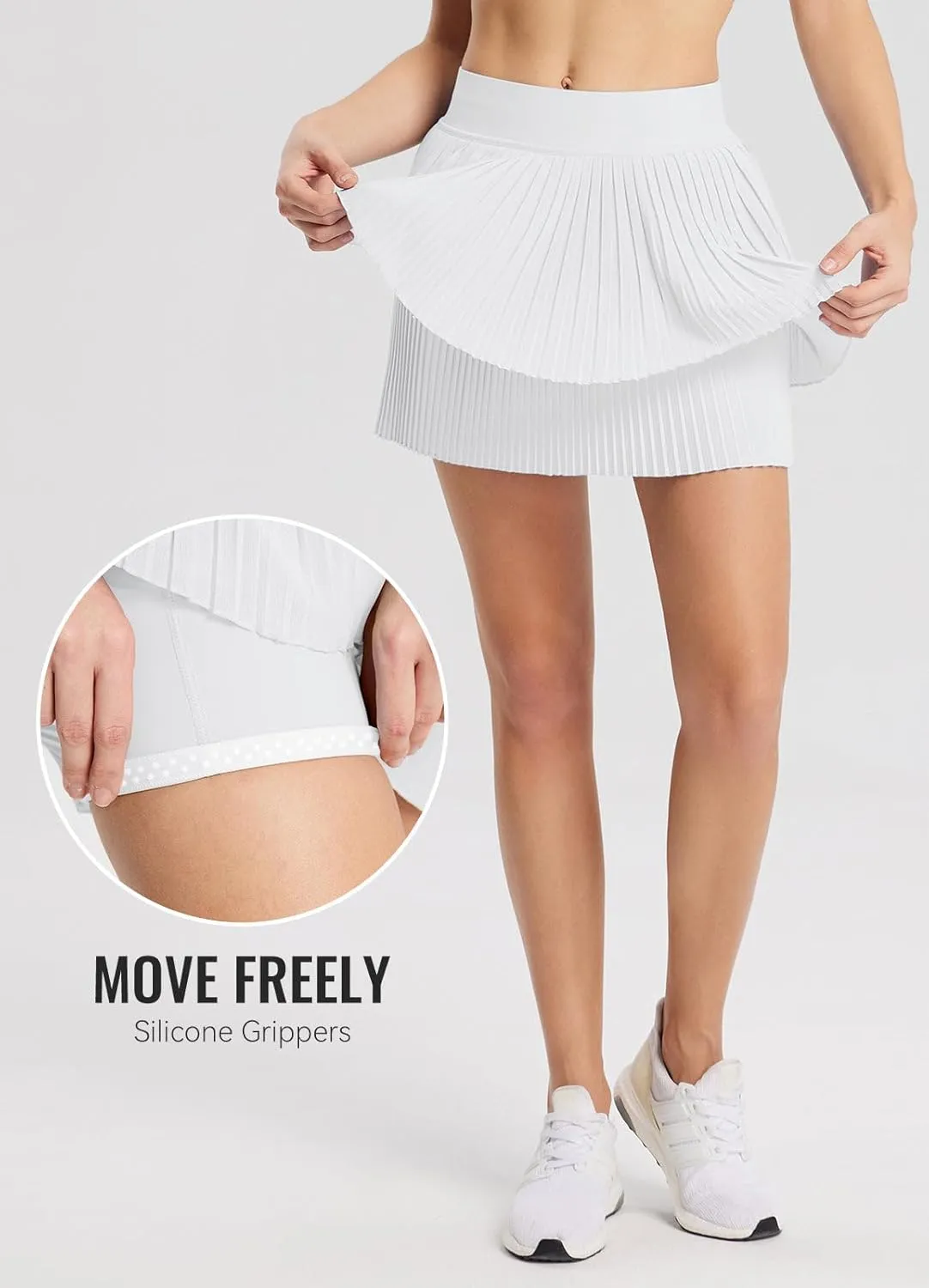 baleaf Womens Pleated Tennis Skirt Double Layered Flowy Golf Skorts High Waisted with Shorts Pockets Athletic Running
