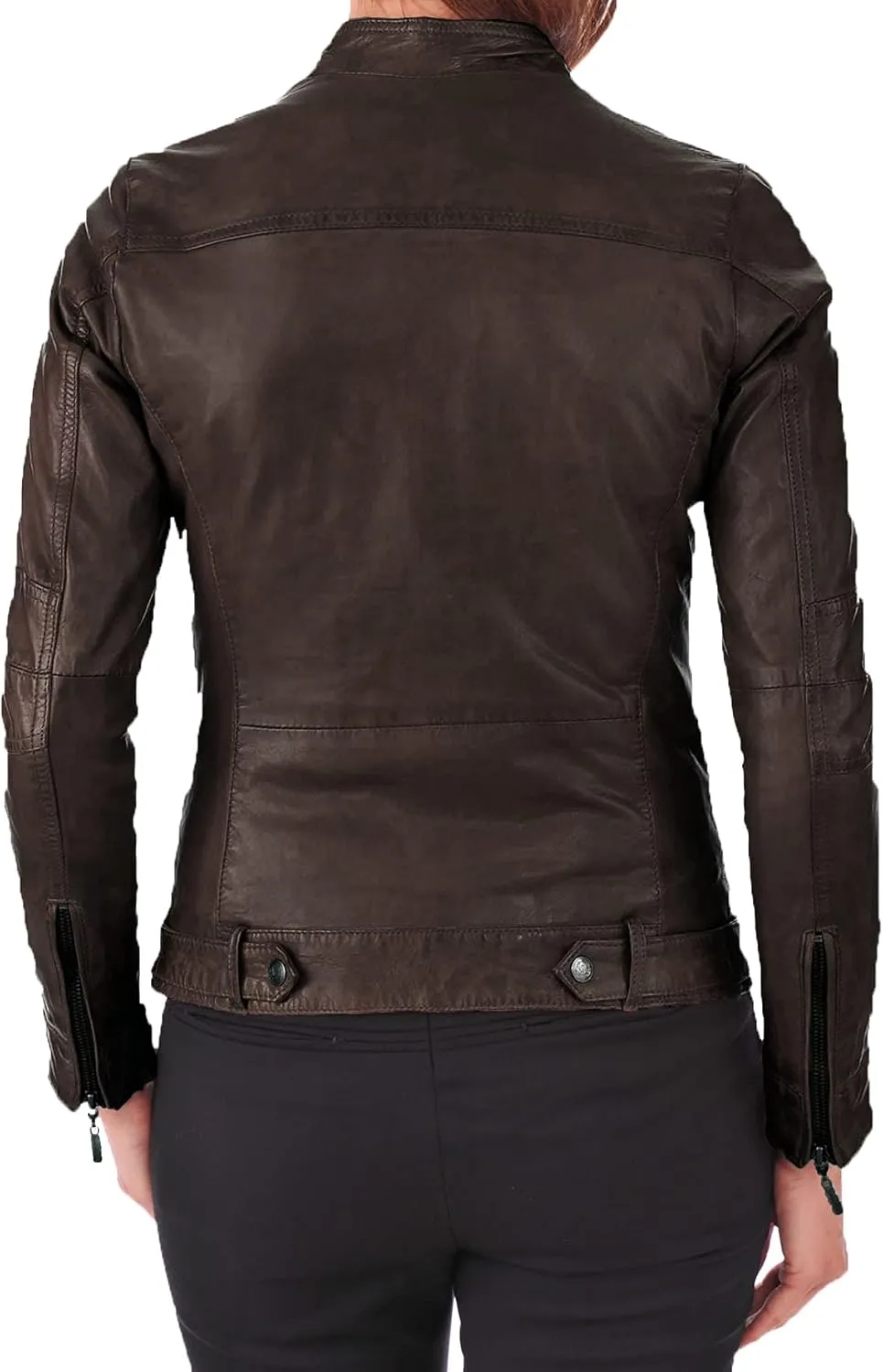 Benjer Skins Women's Leather Jacket Stylish Motorcycle Biker Genuine Lambskin 19