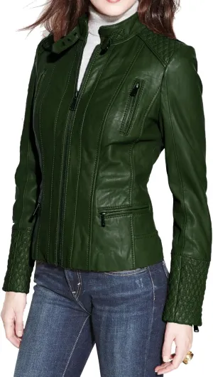 Benjer Skins Women's Leather Jacket Stylish Motorcycle Biker Genuine Lambskin 31