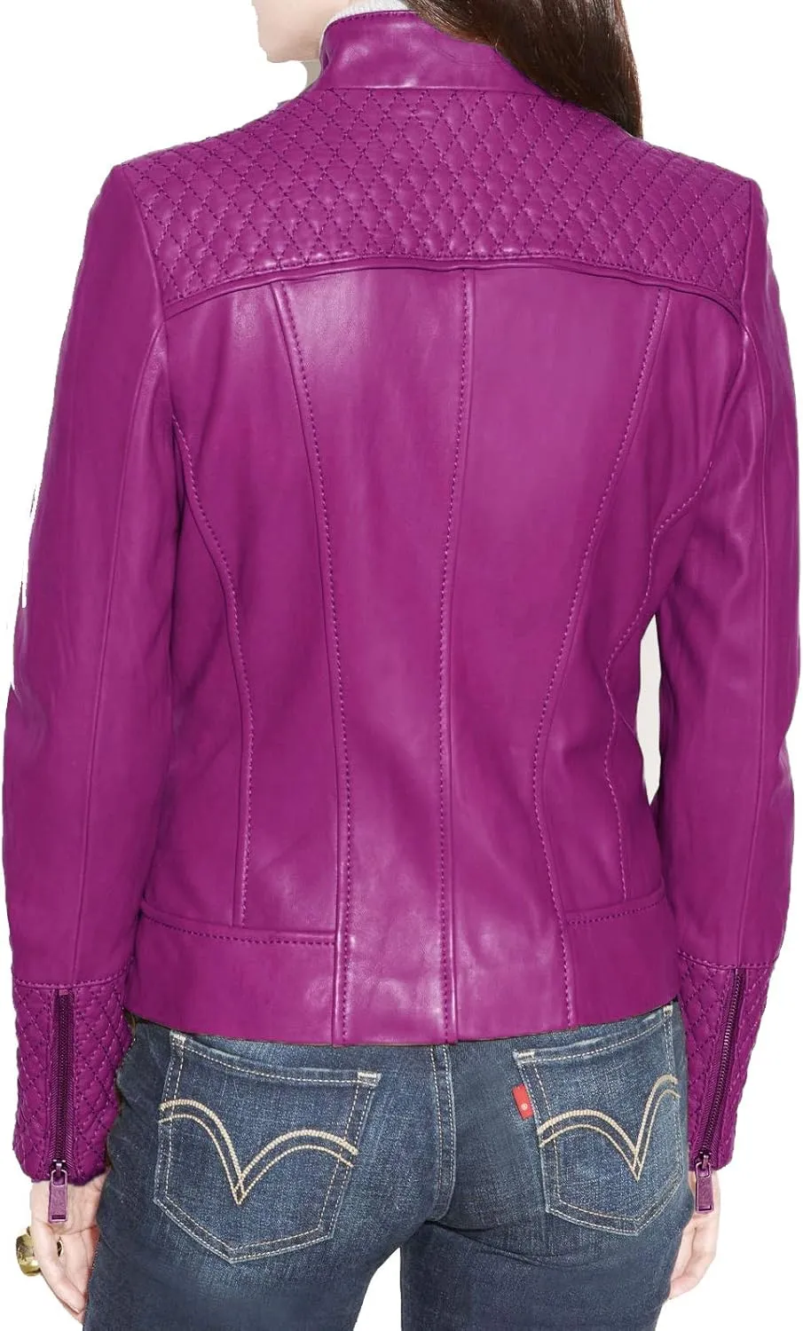 Benjer Skins Women's Leather Jacket Stylish Motorcycle Biker Genuine Lambskin 31
