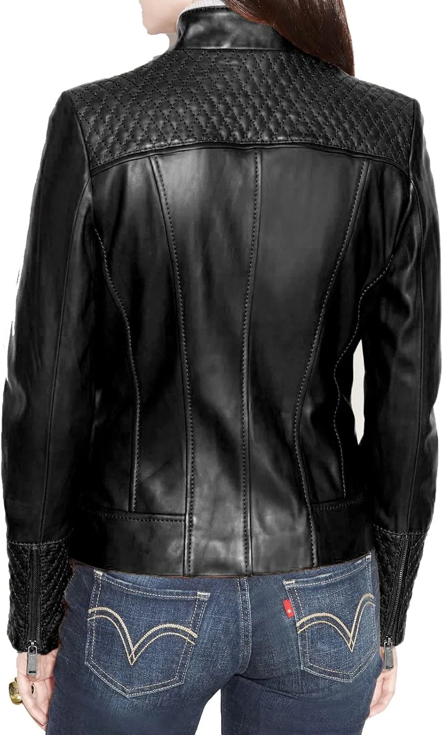 Benjer Skins Women's Leather Jacket Stylish Motorcycle Biker Genuine Lambskin 31