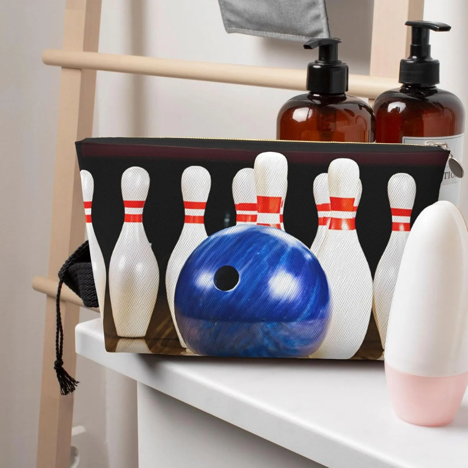 Bowling Leather Travel Wash Bag, Stylish And Durable, Easy To Carry