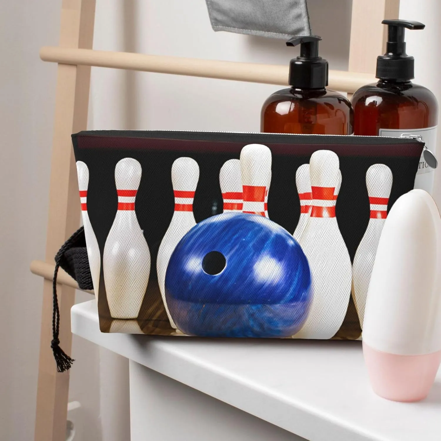 Bowling Leather Travel Wash Bag, Stylish And Durable, Easy To Carry
