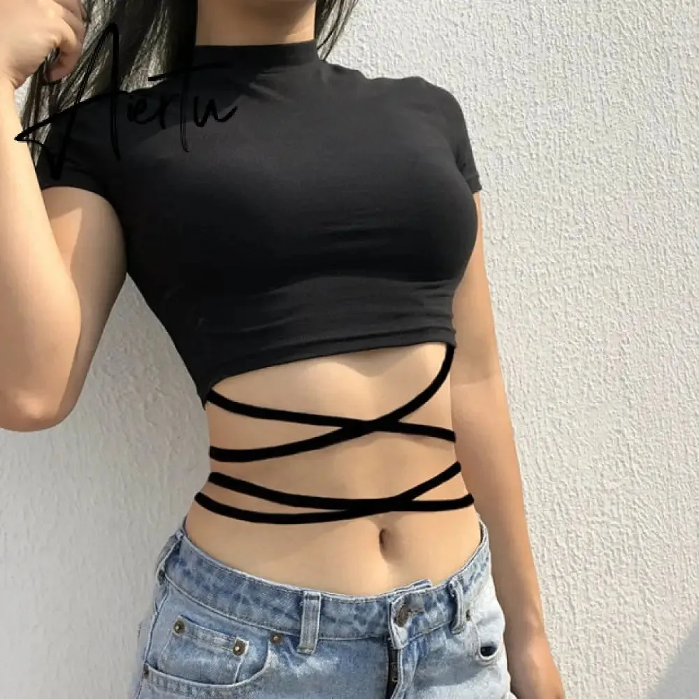 Casual Solid O-Neck Long Sleeve Crop Top Women Pullover Side Drawstring Sweatshirt Ruched White T-Shirt Tee Shirt Women Clothing