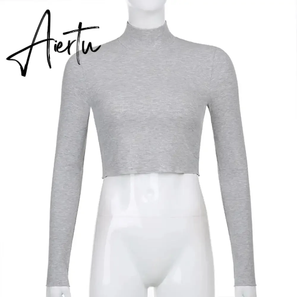 Casual Solid O-Neck Long Sleeve Crop Top Women Pullover Side Drawstring Sweatshirt Ruched White T-Shirt Tee Shirt Women Clothing