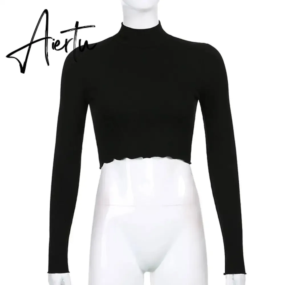 Casual Solid O-Neck Long Sleeve Crop Top Women Pullover Side Drawstring Sweatshirt Ruched White T-Shirt Tee Shirt Women Clothing