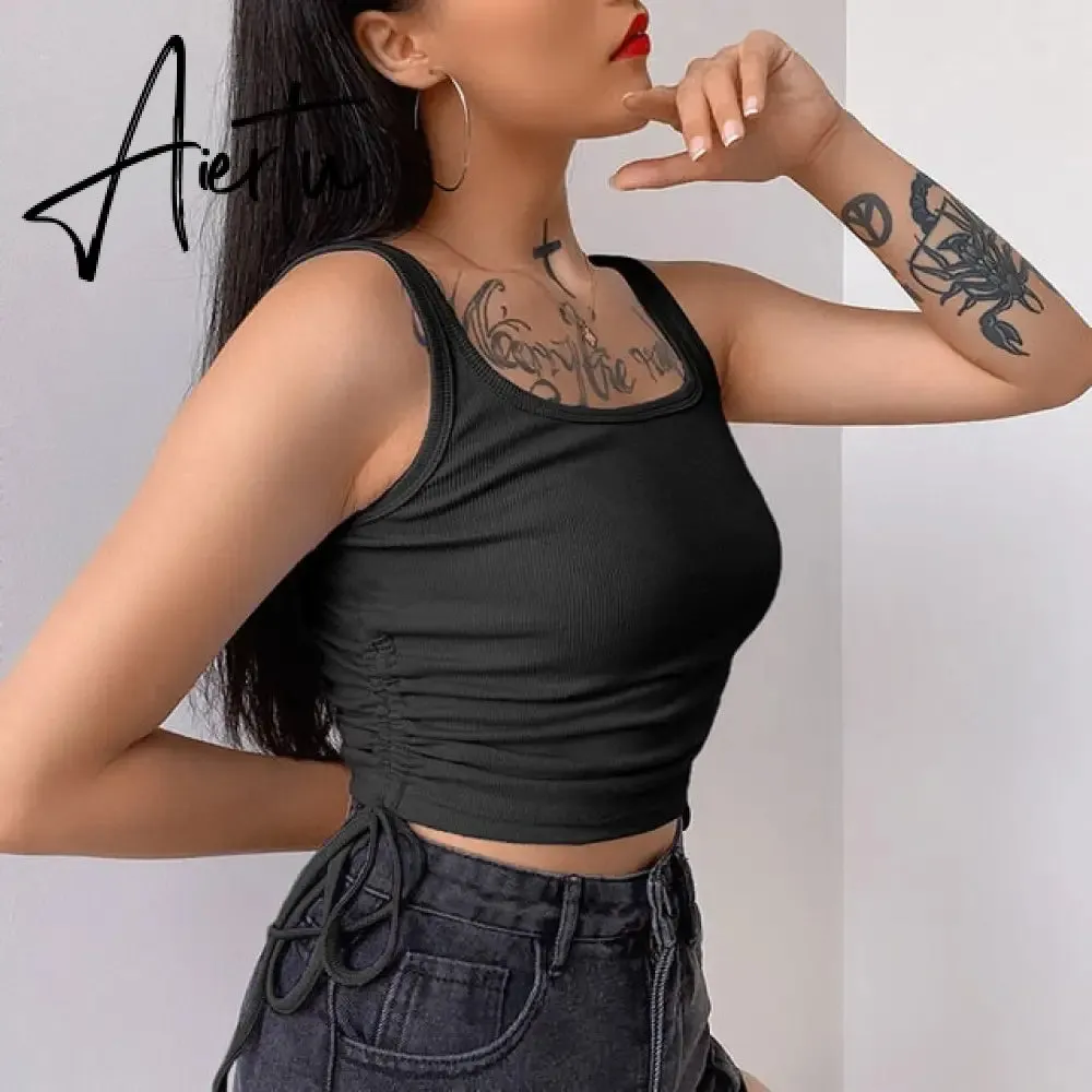 Casual Solid O-Neck Long Sleeve Crop Top Women Pullover Side Drawstring Sweatshirt Ruched White T-Shirt Tee Shirt Women Clothing