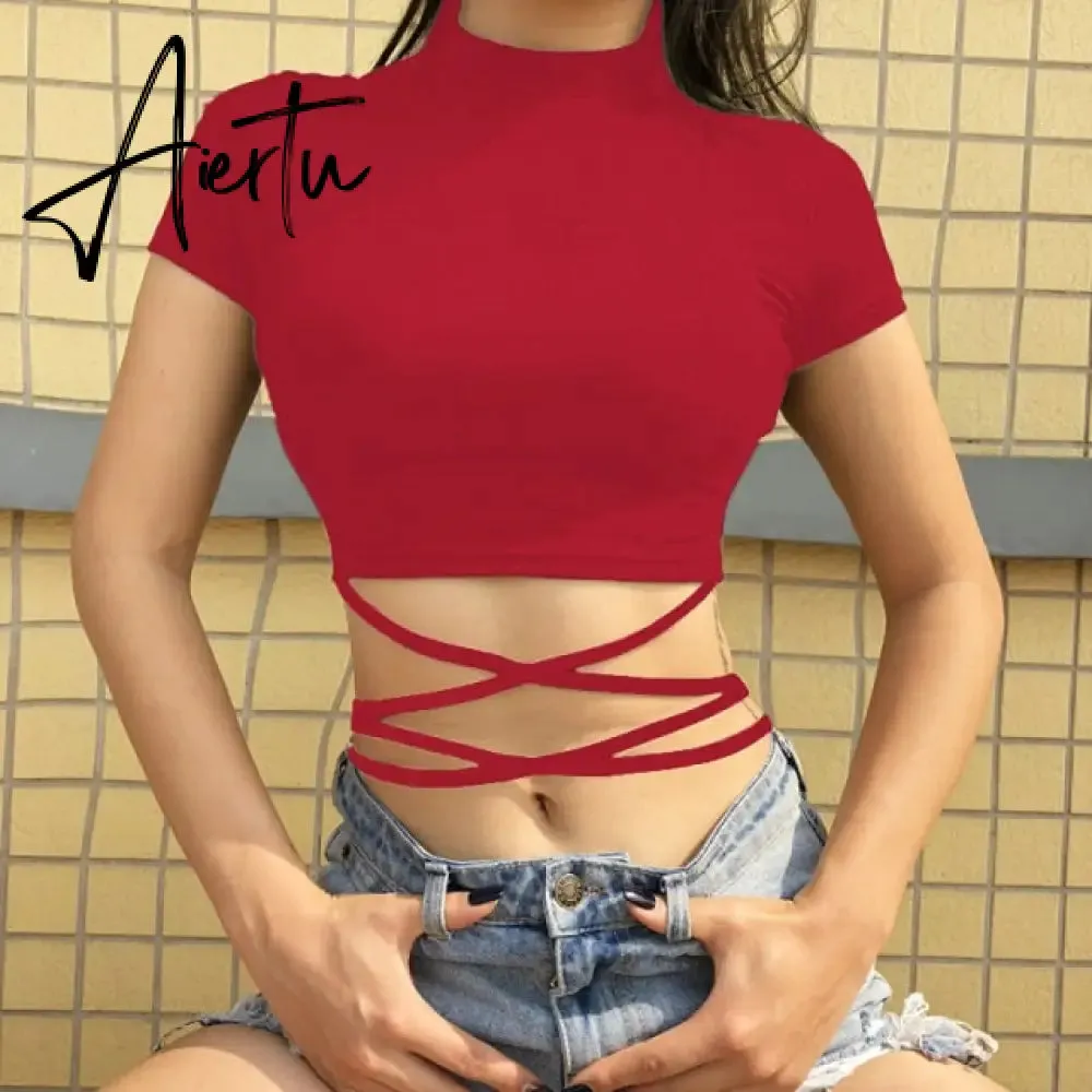 Casual Solid O-Neck Long Sleeve Crop Top Women Pullover Side Drawstring Sweatshirt Ruched White T-Shirt Tee Shirt Women Clothing