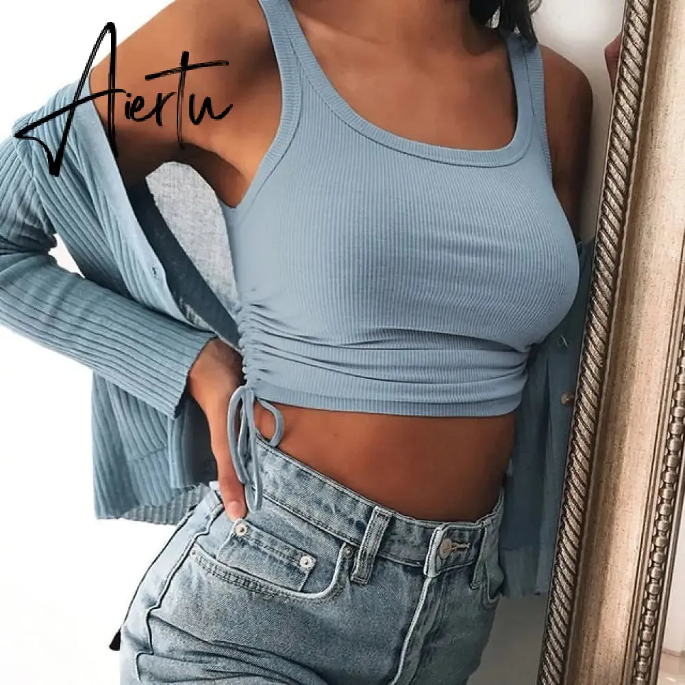 Casual Solid O-Neck Long Sleeve Crop Top Women Pullover Side Drawstring Sweatshirt Ruched White T-Shirt Tee Shirt Women Clothing