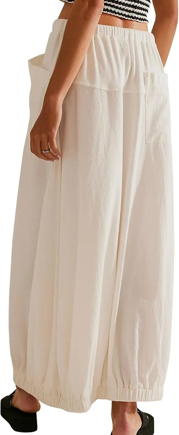 CHARTOU Women Baggy Parachute Skirt Comfy Casual Cotton Y2k Cargo Maxi Long Skirt