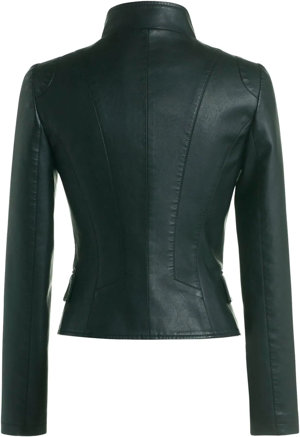 chouyatou Women's Stylish Oblique Zip Slim Faux Leather Biker Outerwear Jacket