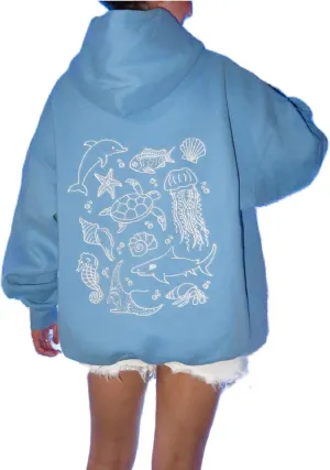 cochineal Preppy Embroidery Floral Hoodie for Teen Girl Women Oversized Hooded Sweatshirt Y2k Vintage Graphic Pullover Top