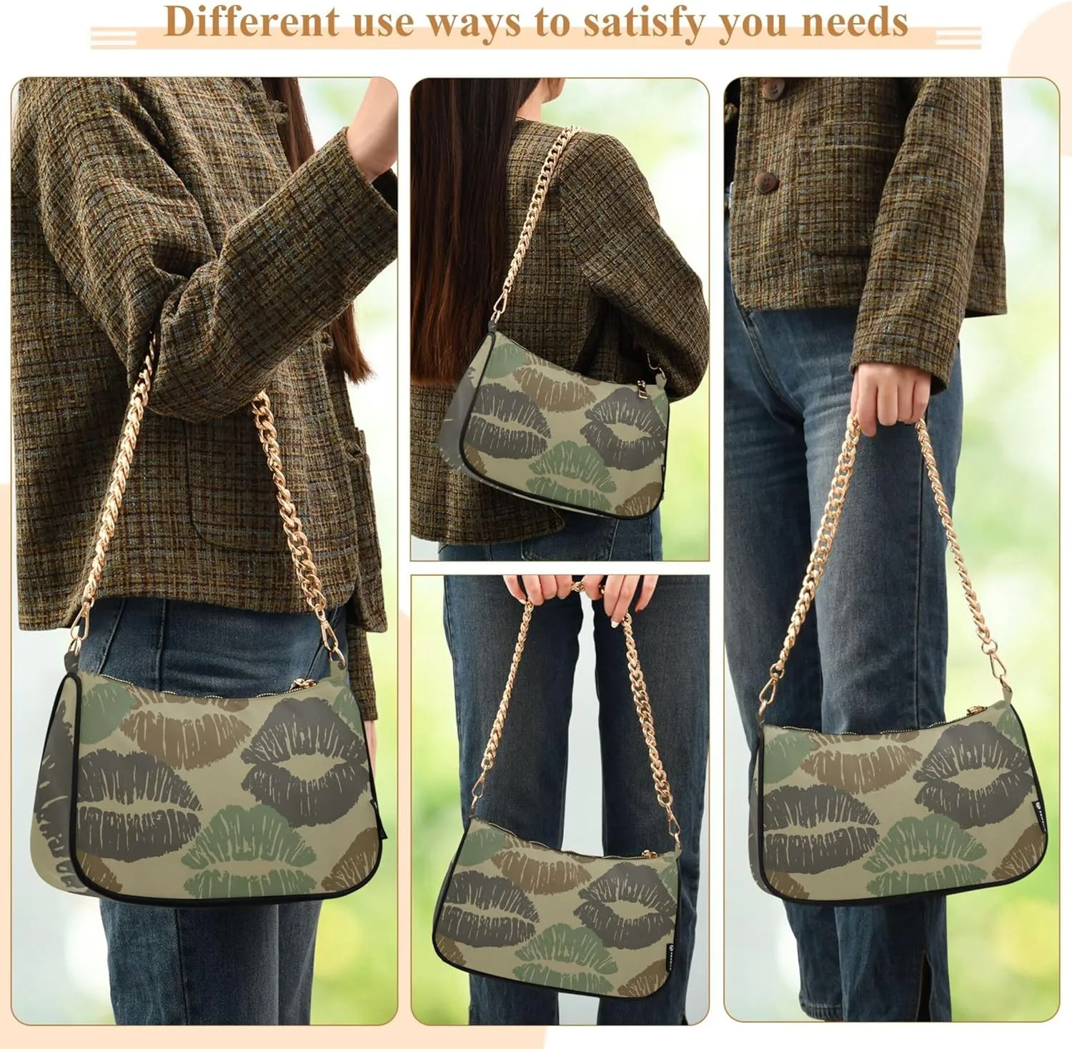 Coffee Beans Brown Evening Clutch Purse for Women Hobo Clutch Purse Chain One Shoulder Purse