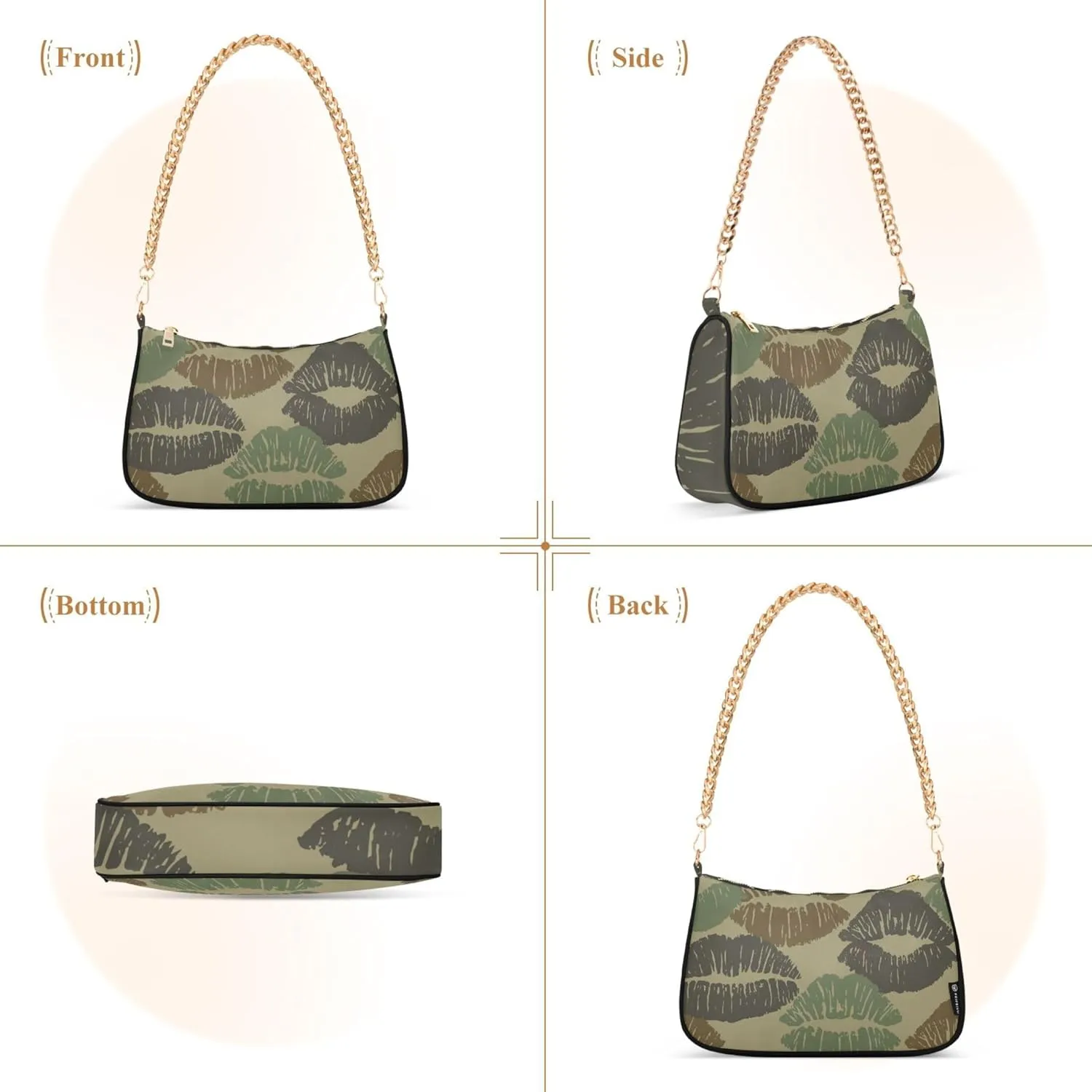 Coffee Beans Brown Evening Clutch Purse for Women Hobo Clutch Purse Chain One Shoulder Purse