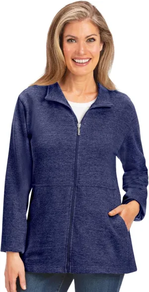Collections Etc Stylish French Terry Zip Front Jacket with Flattering Collar